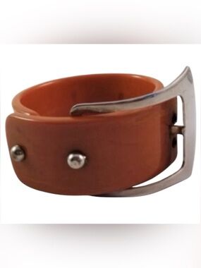 BAKELITE Vintage 1940s Carrot Orange Bracelet w/ Belt Buckle​ SIMICHROME TESTED
